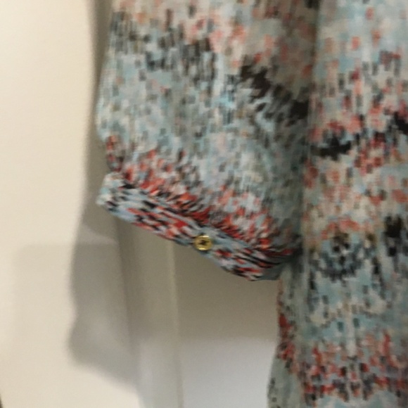 Calvin Klein Boho Blouse Sheer Henley with Pin Tucks in front Sz XL - Picture 9 of 13